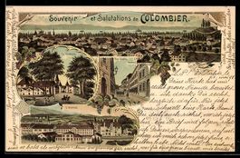 Lithographie Colombier, Le Chateau, l`Arsenal, Rue Haute